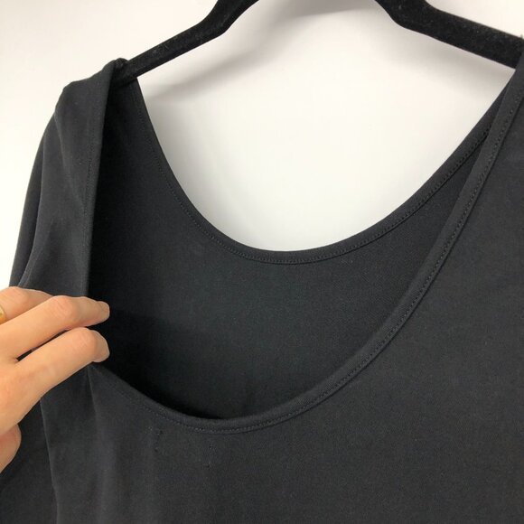 NL Black Long Sleeve Bodycon Scooped Round Neck Mini Dress perfect LBD - Picture 13 of 16